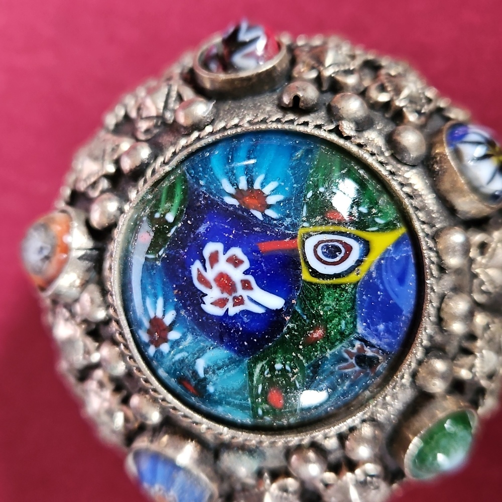 Vintage Millefiori Glass Silverplate Trinket Box. - Picture 7 of 11